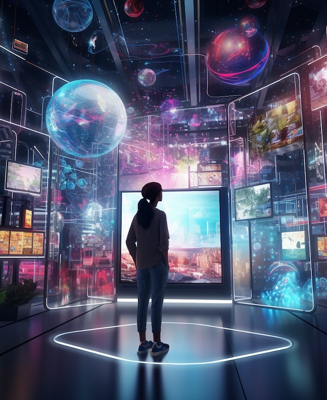 A girl in a virtual world, a metaverse
